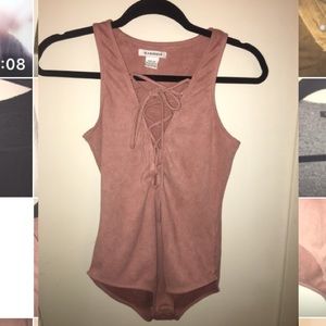 Urban Outfitters Rose Velvet Bodysuit